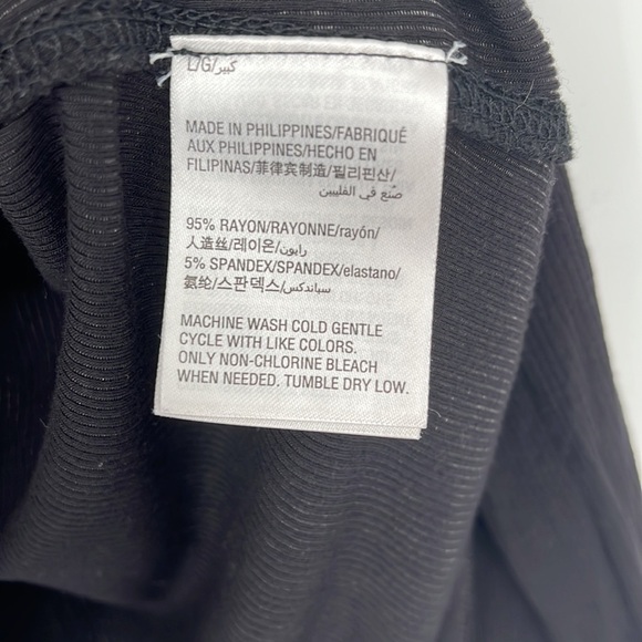 INC International Concepts Long Sleeve Ribbed Tee Black Size Large - Picture 4 of 6